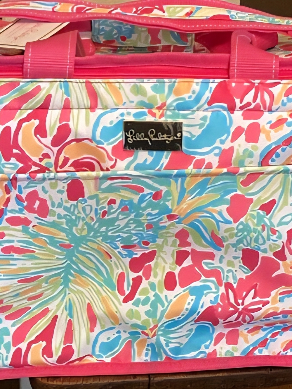 Lilly Pulitzer Insulated Pink, Aqua & Yellow Cooler/Tote Coral Lovers - NWTS